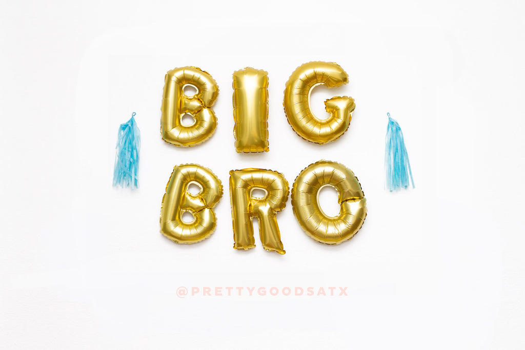 BIG BRO Gold letter balloon banner KIT