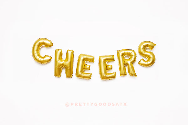 CHEERS Gold letter balloon banner KIT