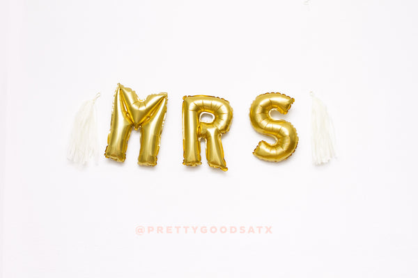 MRS Gold mylar letter balloons